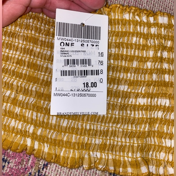 Brandy Melville Yellow and white tube crop top - Picture 3 of 5